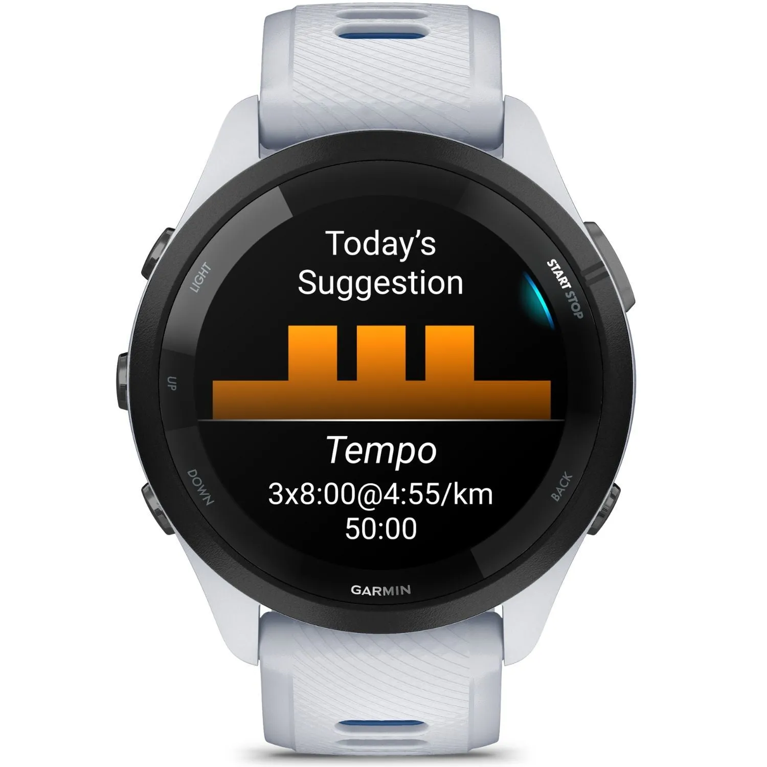Garmin Forerunner 265 GPS Smartwatch, Whitestone   Charging Dock   Dust Cover Bundle