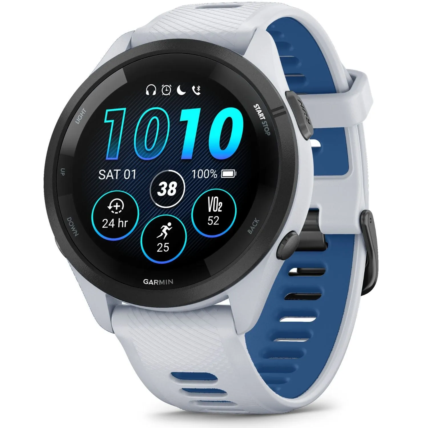 Garmin Forerunner 265 GPS Smartwatch, Whitestone   Charging Dock   Dust Cover Bundle