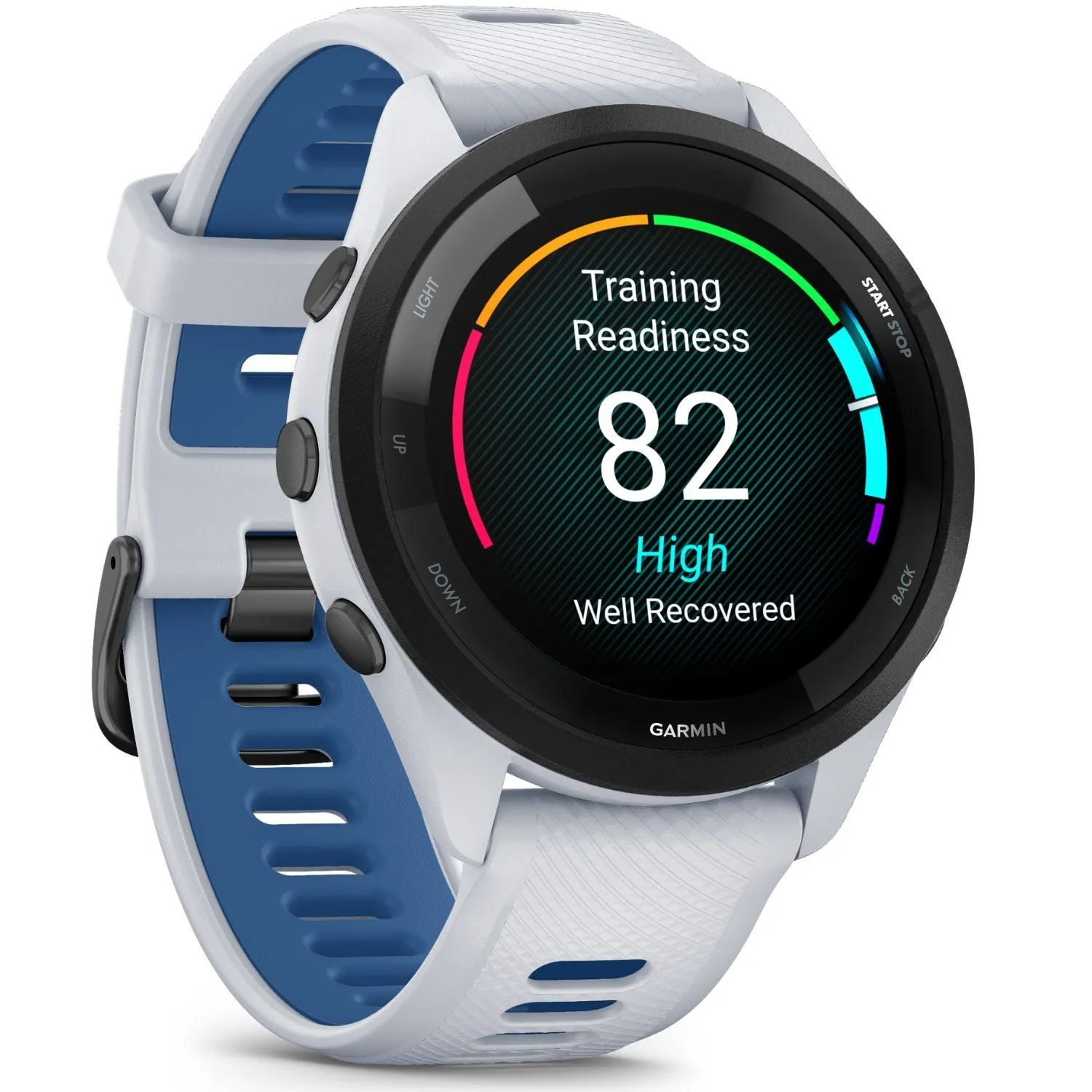 Garmin Forerunner 265 GPS Smartwatch, Whitestone   Charging Dock   Dust Cover Bundle