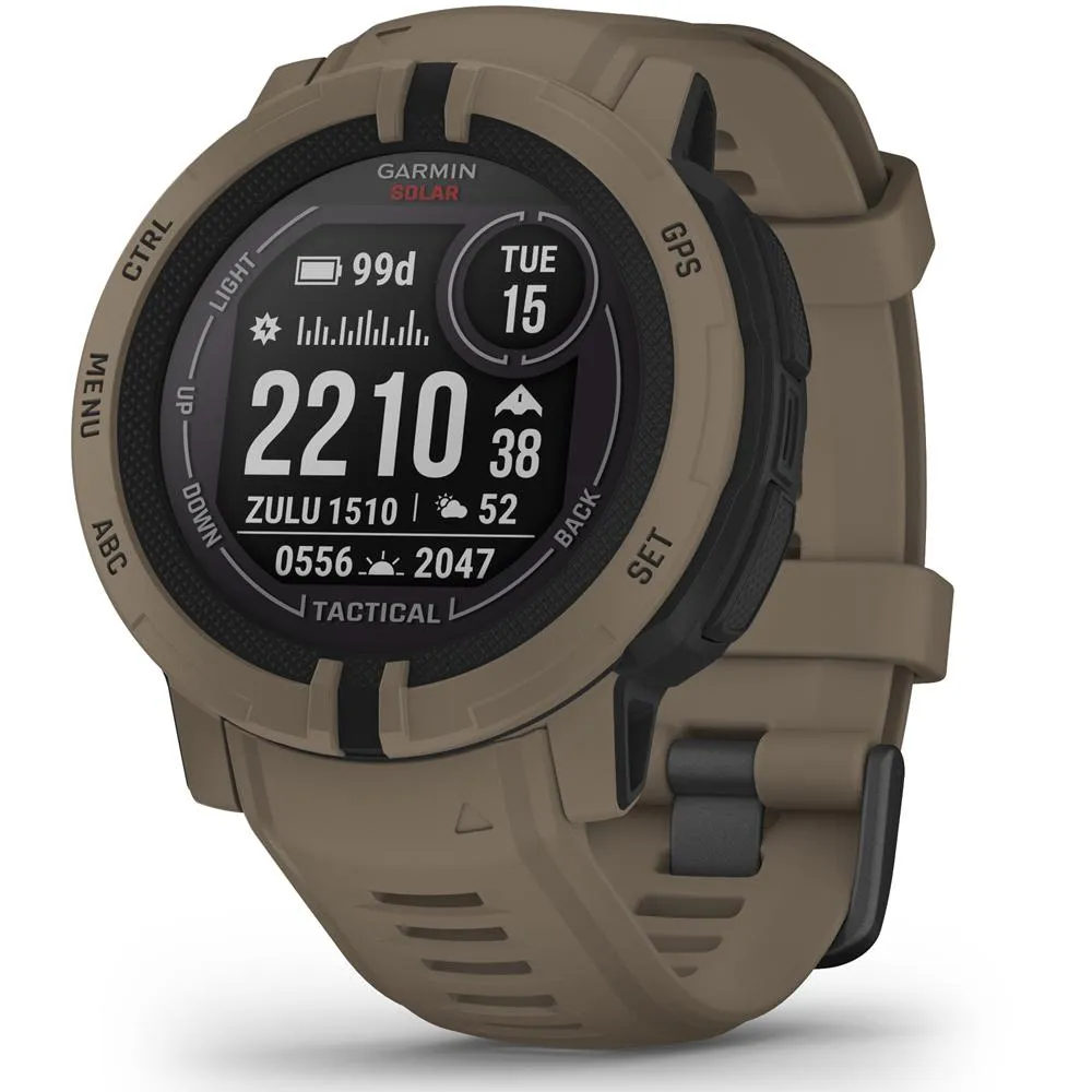 Garmin Instinct 2 Solar Smartwatch, Tactical Edition, Coyote Tan   Accessories Bundle