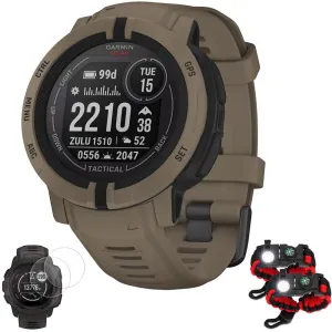 Garmin Instinct 2 Solar Smartwatch, Tactical Edition, Coyote Tan   Accessories Bundle
