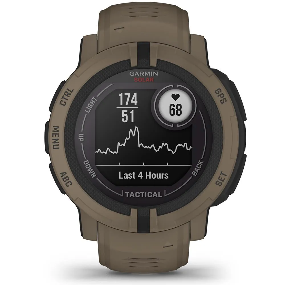 Garmin Instinct 2 Solar Smartwatch, Tactical Edition, Coyote Tan   Accessories Bundle