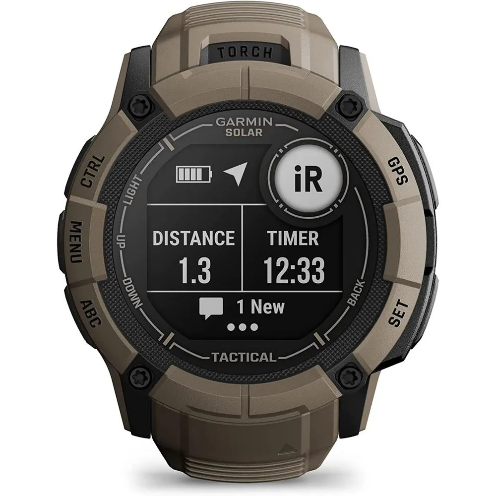 Garmin Instinct 2X Solar Smartwatch Coyote Tan   Bottle & Heart Rate Strap XS-S