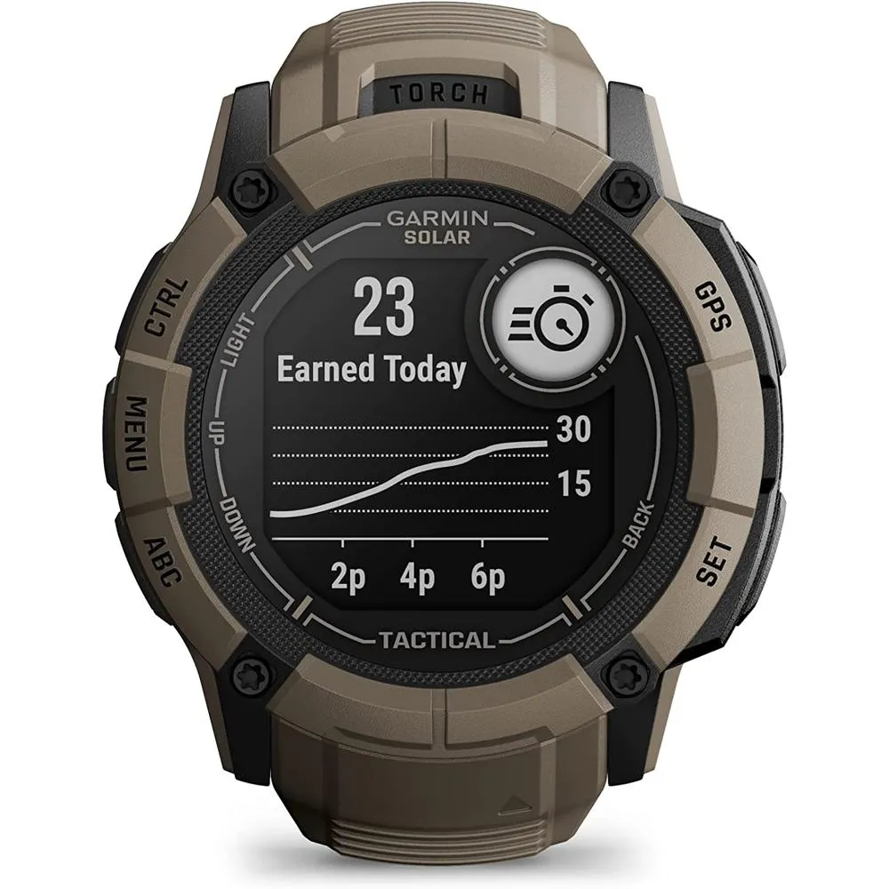 Garmin Instinct 2X Solar Smartwatch Coyote Tan   Bottle & Heart Rate Strap XS-S