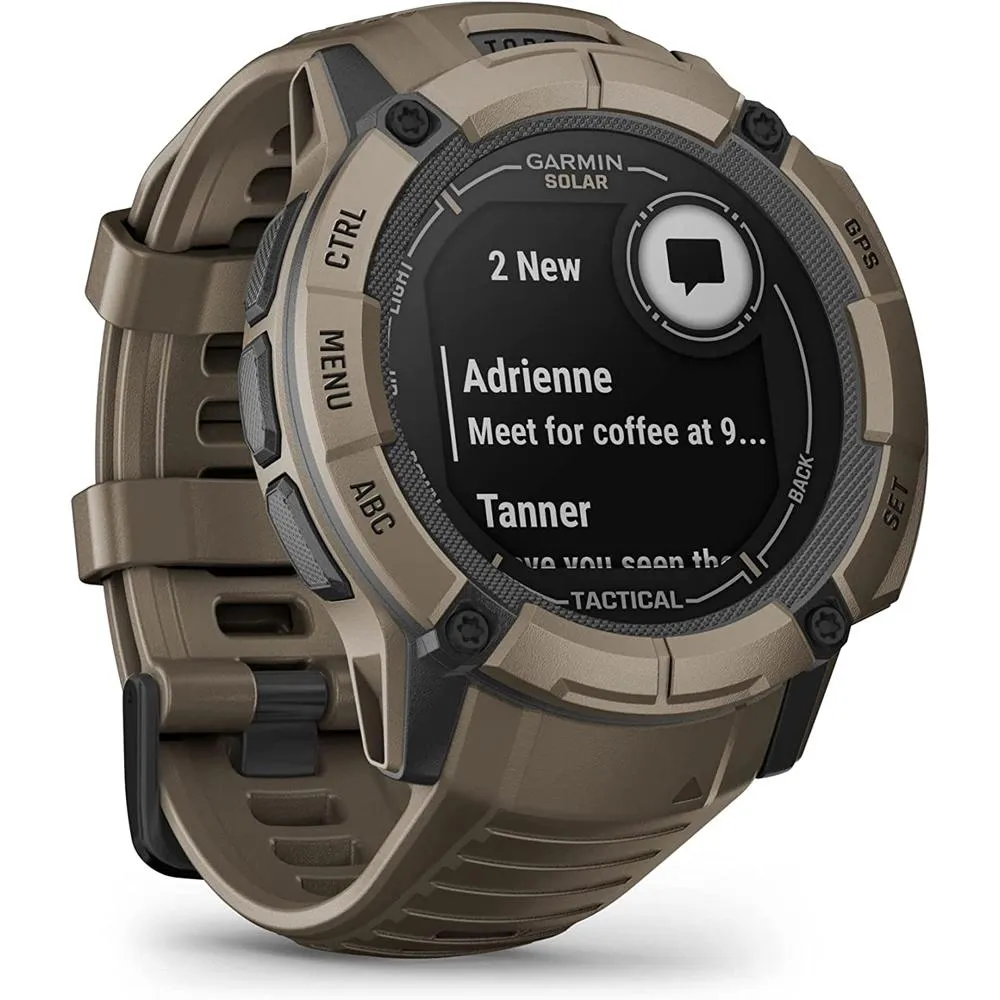 Garmin Instinct 2X Solar Smartwatch Coyote Tan   Bottle & Heart Rate Strap XS-S