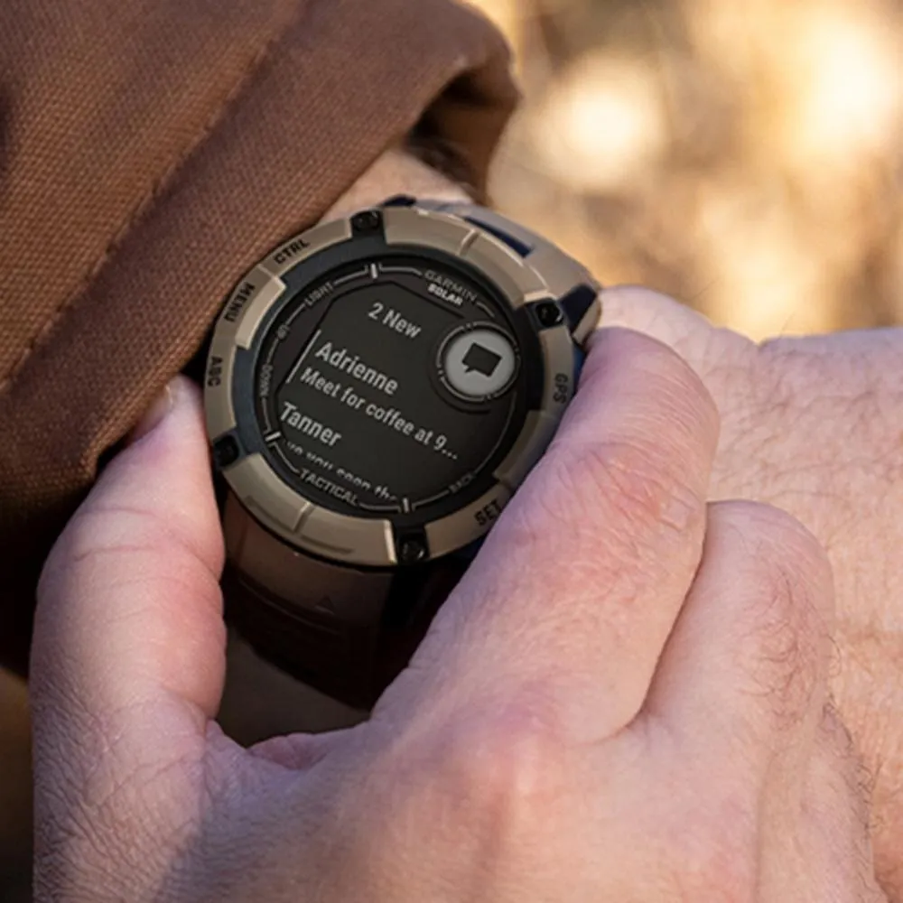 Garmin Instinct 2X Solar Smartwatch Coyote Tan   Bottle & Heart Rate Strap XS-S