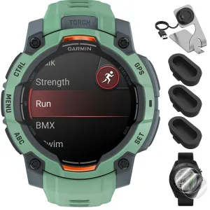 Garmin Instinct 3-45 mm GPS Smartwatch AMOLED Neo Tropic   Charging Dock Bundle