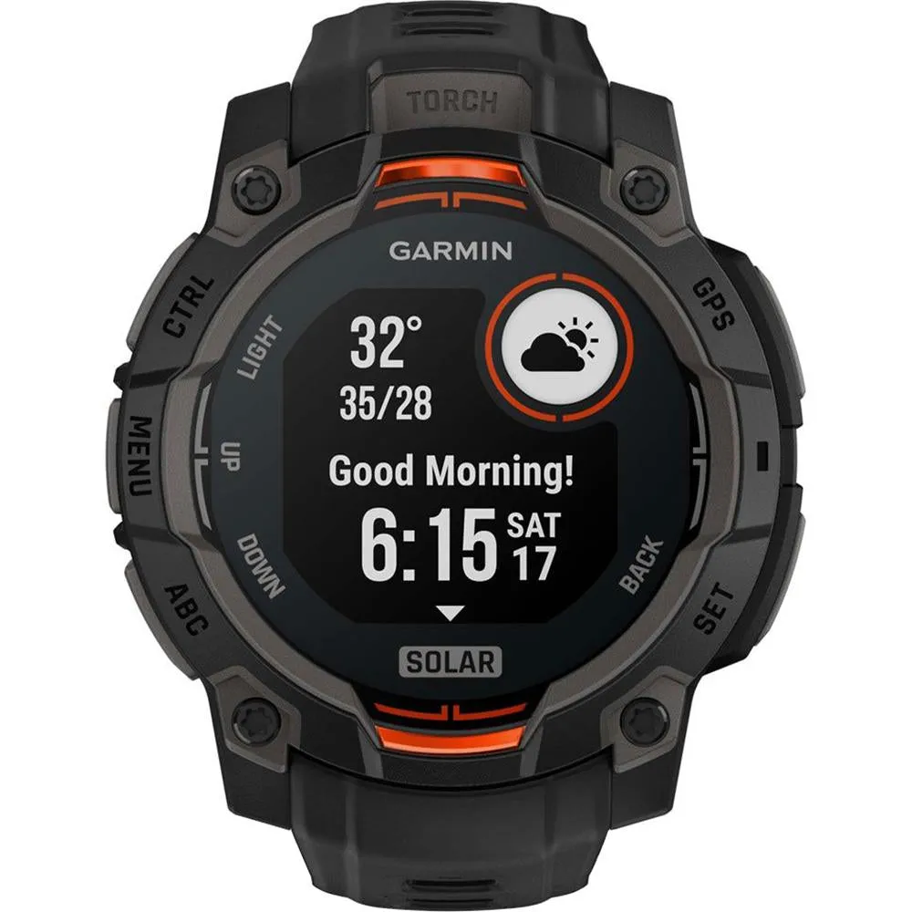 Garmin Instinct 3 - 45 mm GPS Smartwatch SOLAR Black with Charging Dock Bundle