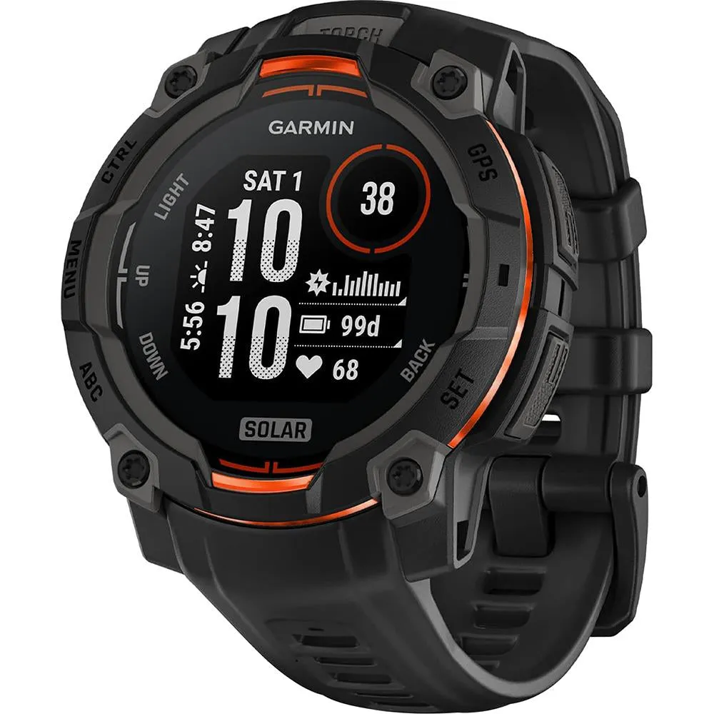 Garmin Instinct 3 - 45 mm GPS Smartwatch SOLAR Black with Charging Dock Bundle