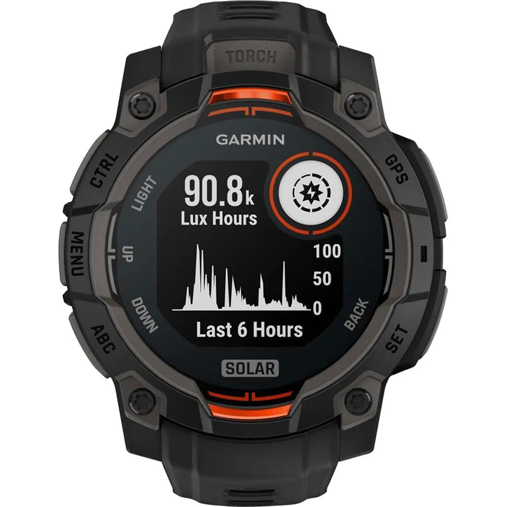 Garmin Instinct 3 - 45 mm GPS Smartwatch SOLAR Black with Charging Dock Bundle