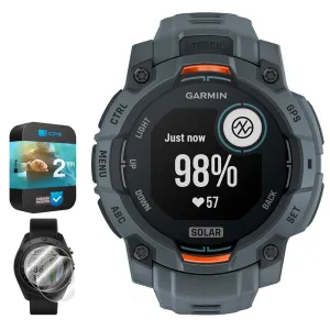 Garmin Instinct 3 45 mm Smartwatch SOLAR Twilight   2x Protector   2 Yr Warranty