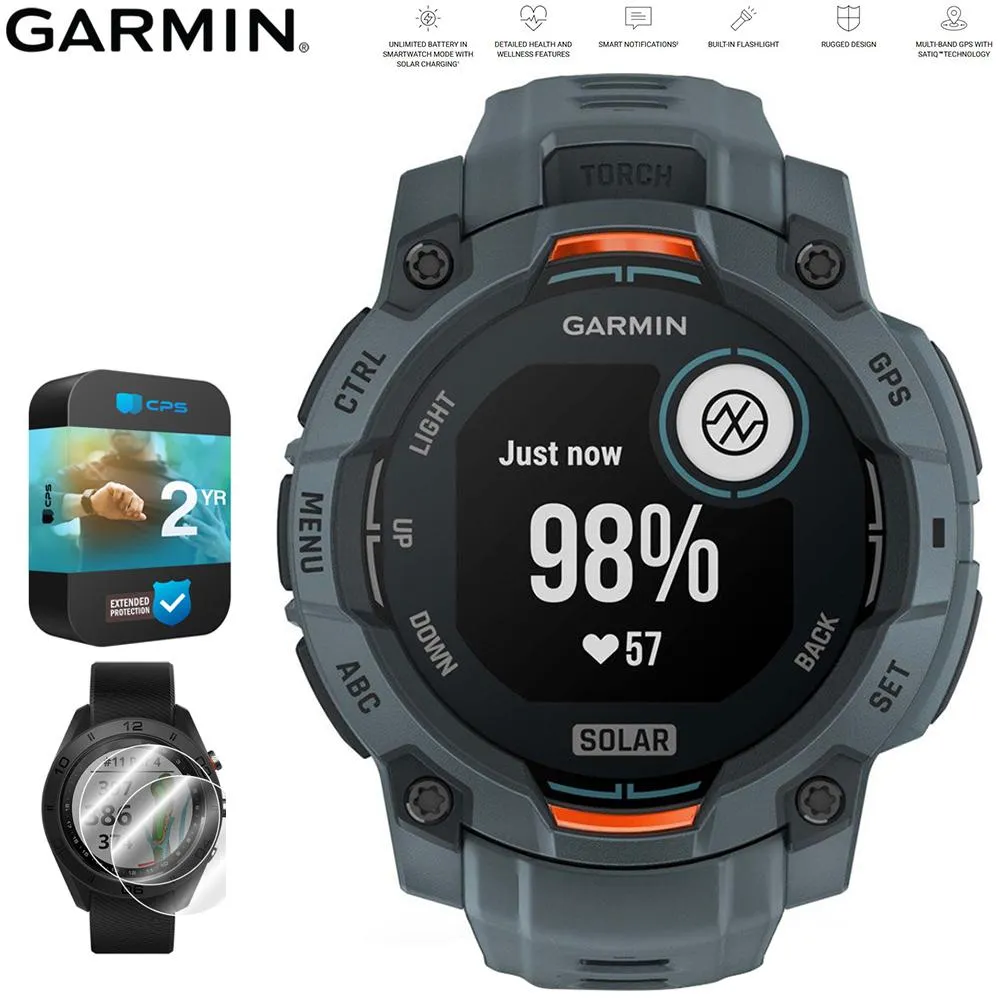 Garmin Instinct 3 45 mm Smartwatch SOLAR Twilight   2x Protector   2 Yr Warranty