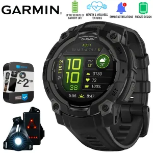 Garmin Instinct 3 45mm GPS Smartwatch, AMOLED   Wearable Light   2 Yr Warranty Bundle