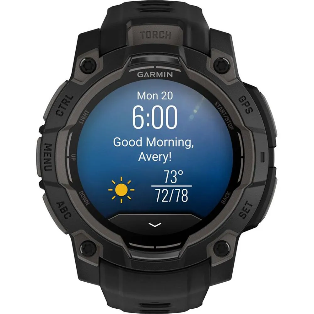 Garmin Instinct 3 45mm GPS Smartwatch, AMOLED   Wearable Light   2 Yr Warranty Bundle
