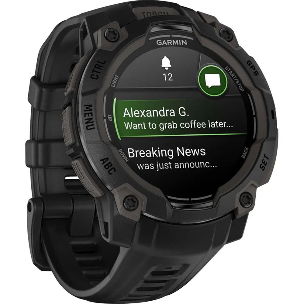 Garmin Instinct 3 45mm GPS Smartwatch, AMOLED   Wearable Light   2 Yr Warranty Bundle
