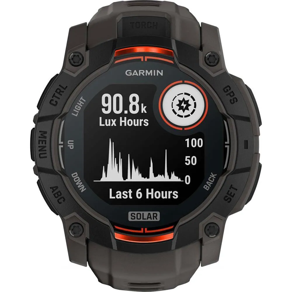 Garmin Instinct 3 - 50 mm GPS Smartwatch, SOLAR   Charging Dock   Protector Bundle