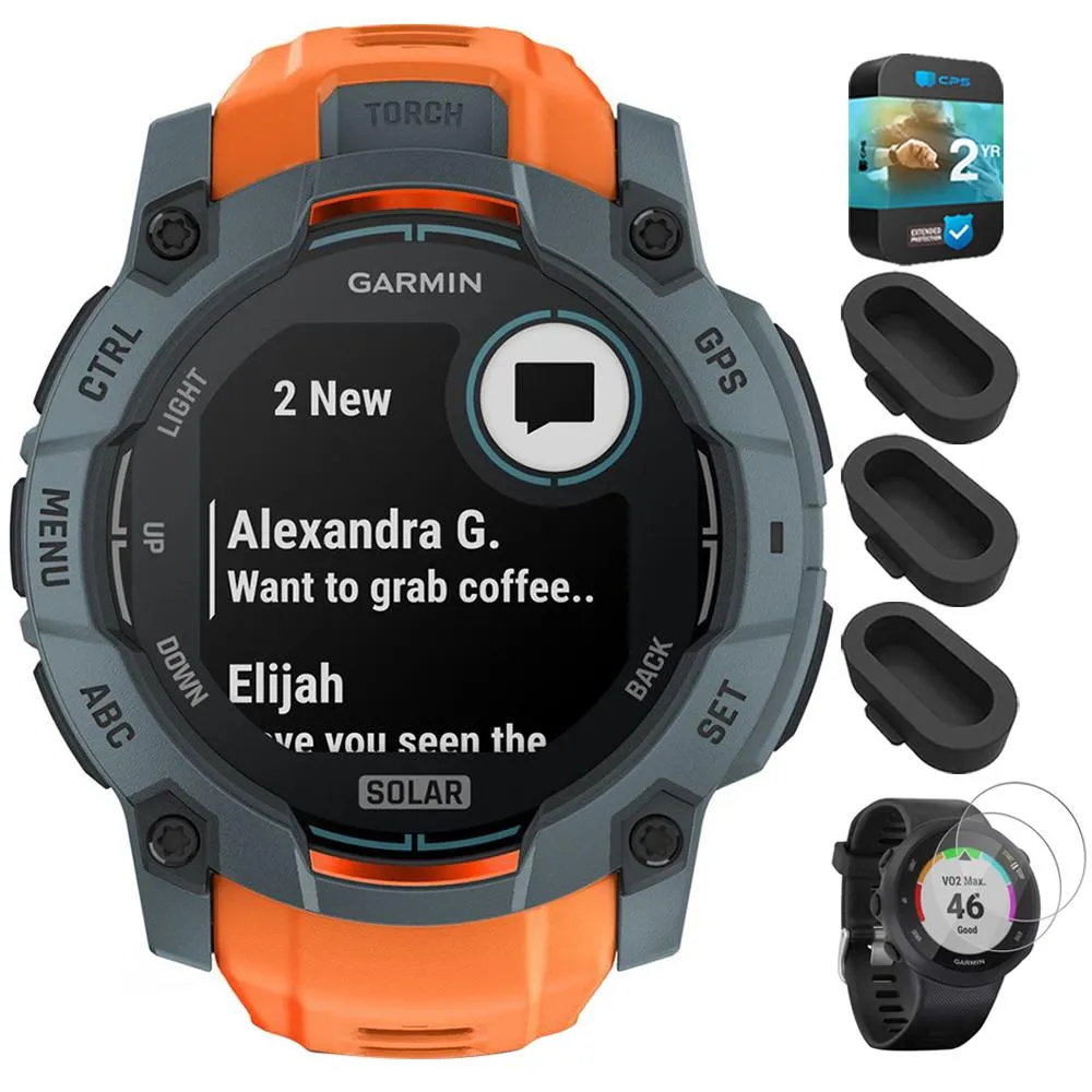 Garmin Instinct 3 - 50 mm GPS Smartwatch SOLAR Twilight   2 Year Warranty Bundle