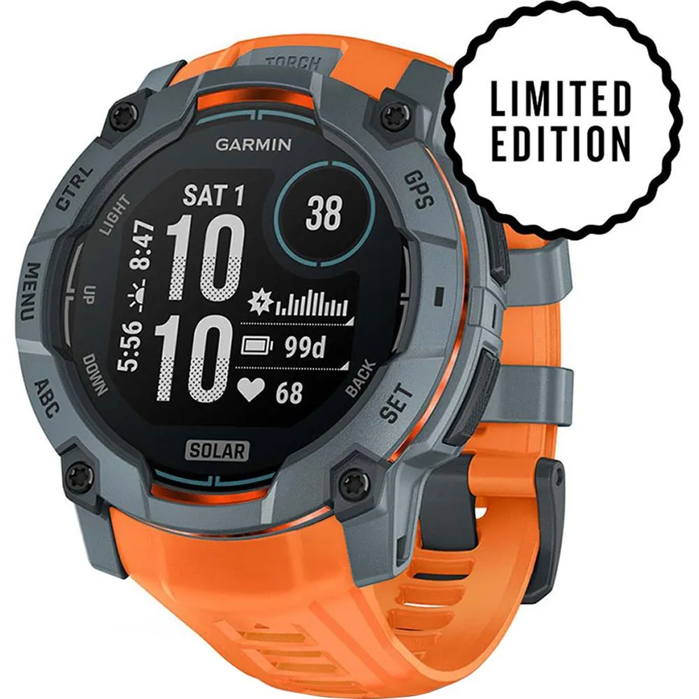 Garmin Instinct 3 - 50 mm GPS Smartwatch SOLAR Twilight   2 Year Warranty Bundle