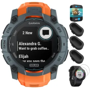 Garmin Instinct 3 - 50 mm GPS Smartwatch SOLAR Twilight   2 Year Warranty Bundle