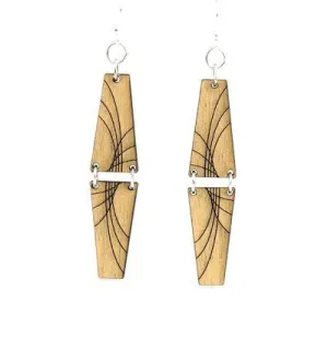 Geometric Mirror Pyramid Earrings - Sustainable Wood, Hypoallergenic Ear Wires