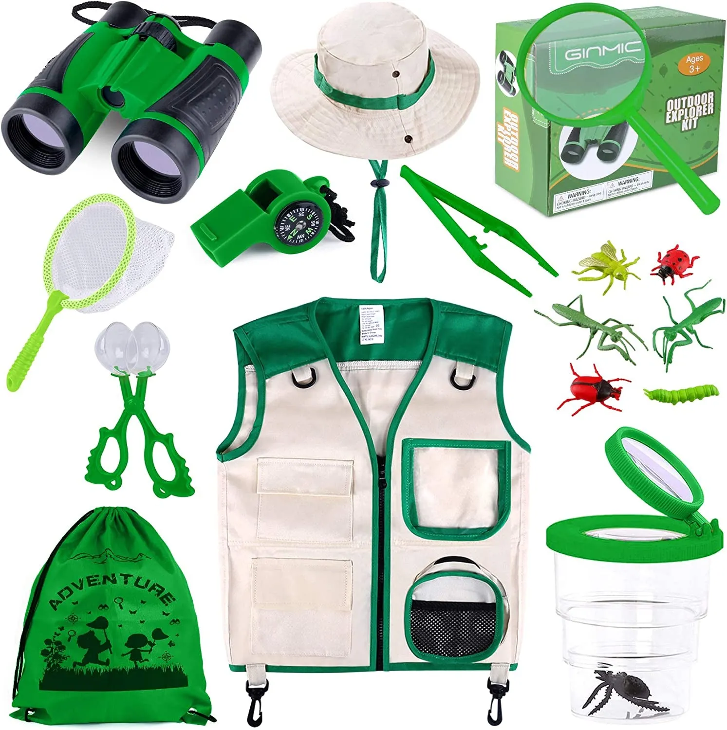 GINMIC Miniature Sherlock Holmes Survival Set: 11 Pieces of Bug Snatching, Wilderness Whacking, and Nature Sneaking Gear for Aspiring Adventurers Aged 3-12!