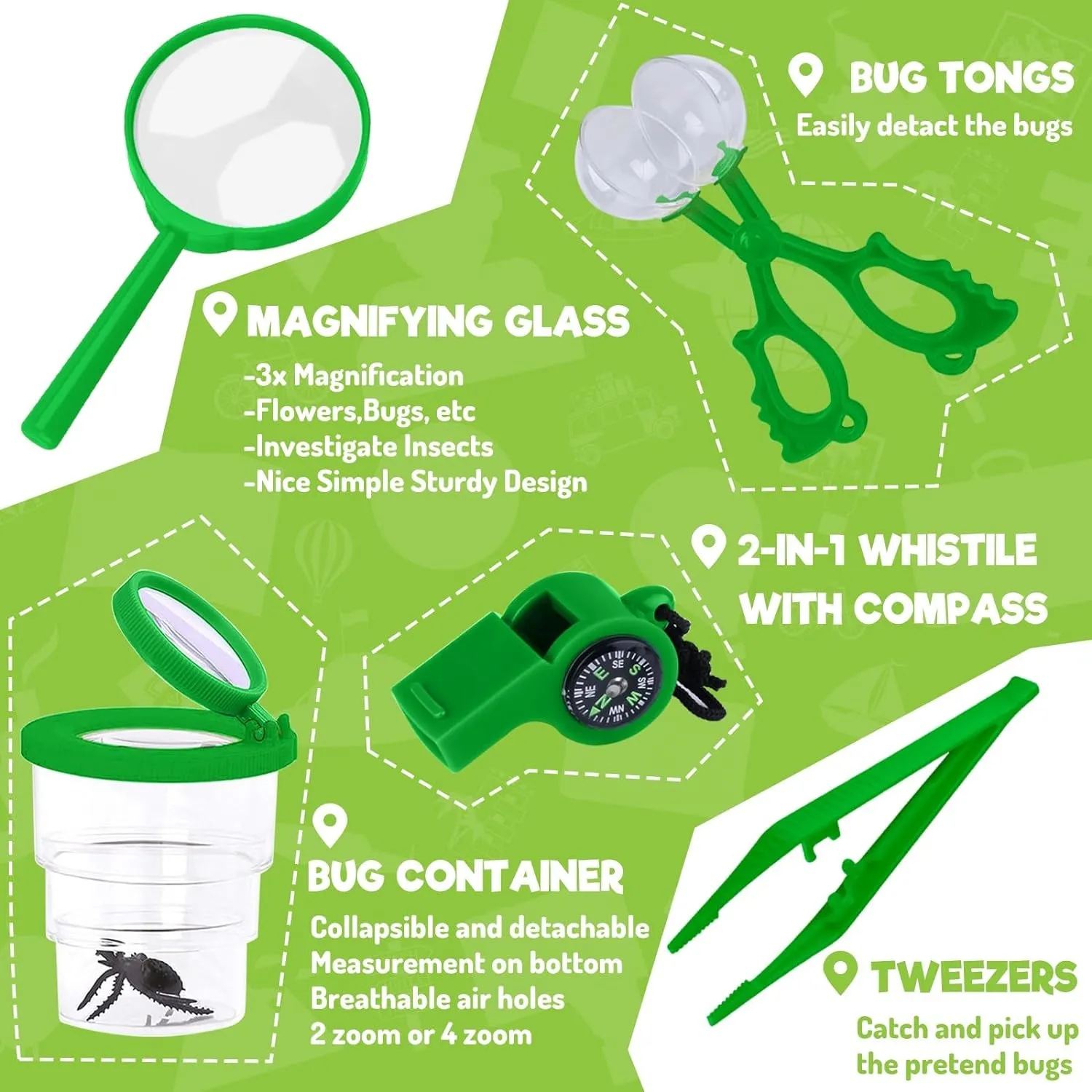 GINMIC Miniature Sherlock Holmes Survival Set: 11 Pieces of Bug Snatching, Wilderness Whacking, and Nature Sneaking Gear for Aspiring Adventurers Aged 3-12!