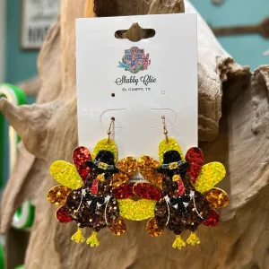 Glitter Turkey Earrings