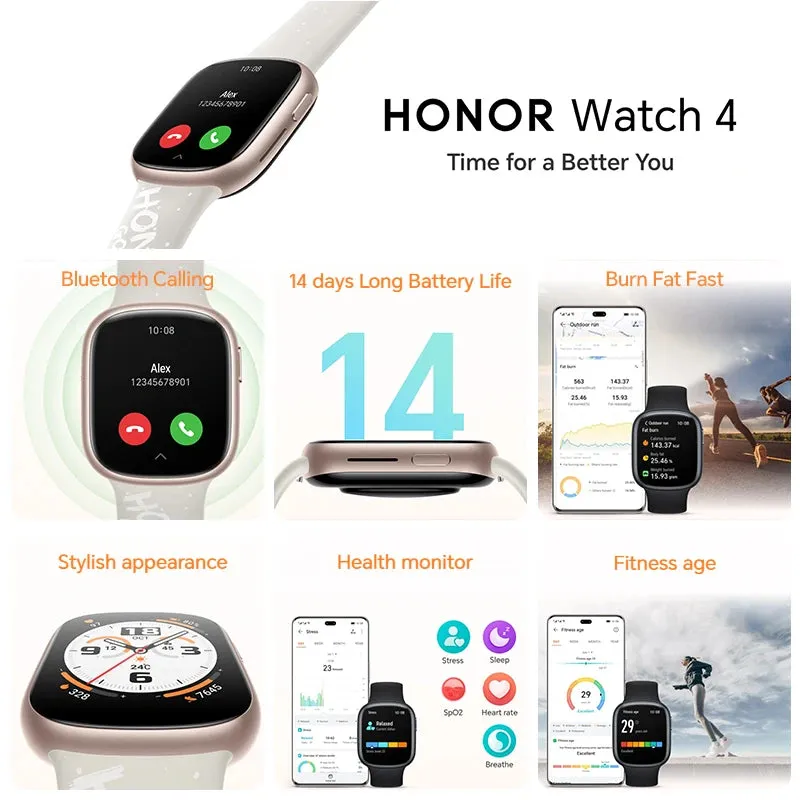 Global Version Honor Smart Watch 4 GPS Bluetooth 5.2 Up to 14 Days Long Battery