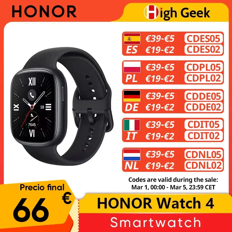 Global Version Honor Smart Watch 4 GPS Bluetooth 5.2 Up to 14 Days Long Battery
