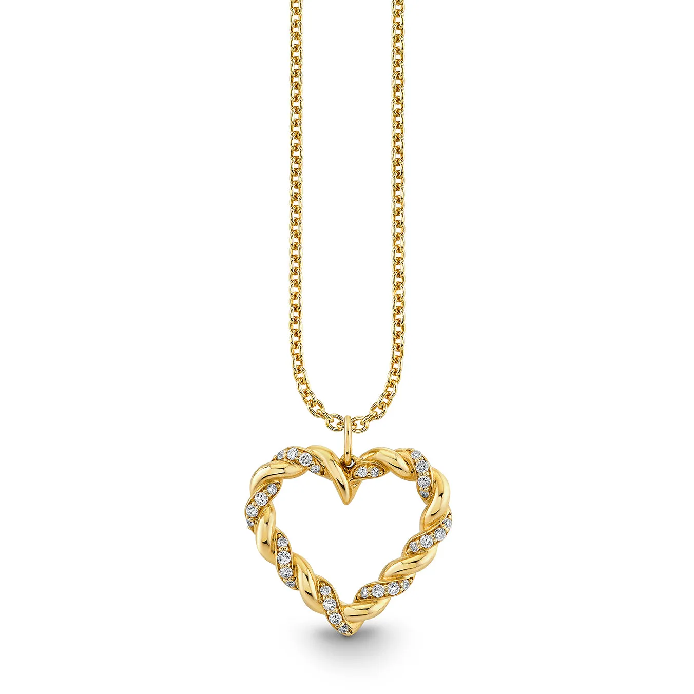 Gold & Diamond Rope Heart Charm