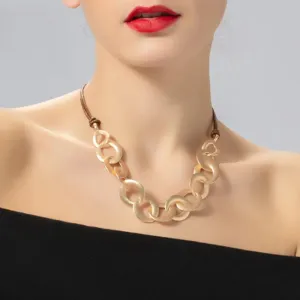 Gold Color Circles Statement Necklace Neck Chokers Vintage Costume Jewelry Pendants