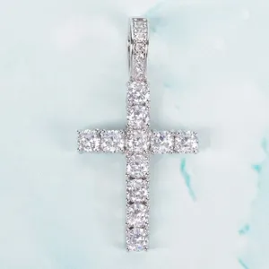Gold Color Zircon Cross Pendant For Men Women Plated Necklace