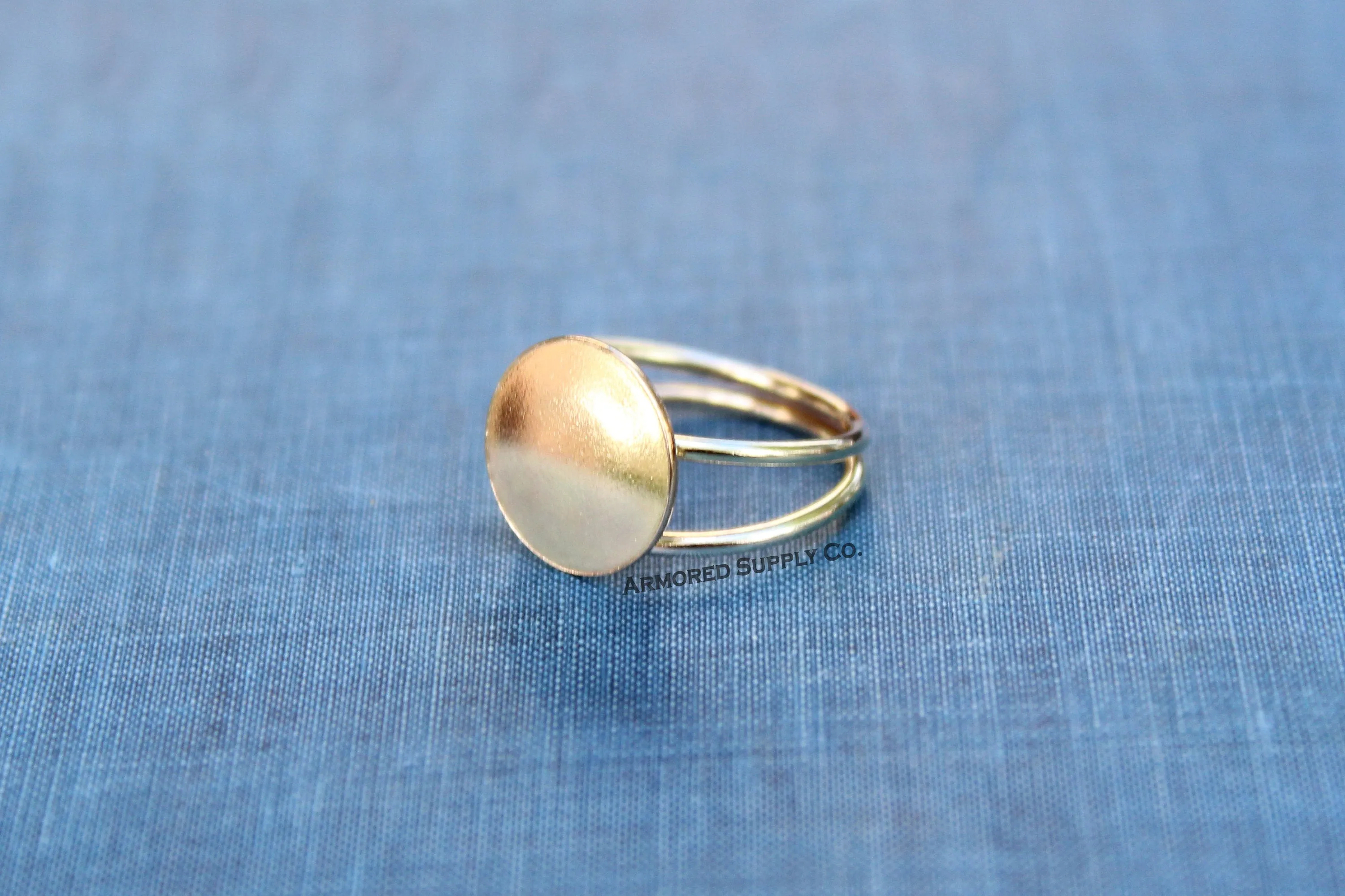 Gold Double Adjustable Band Disc Pad Ring