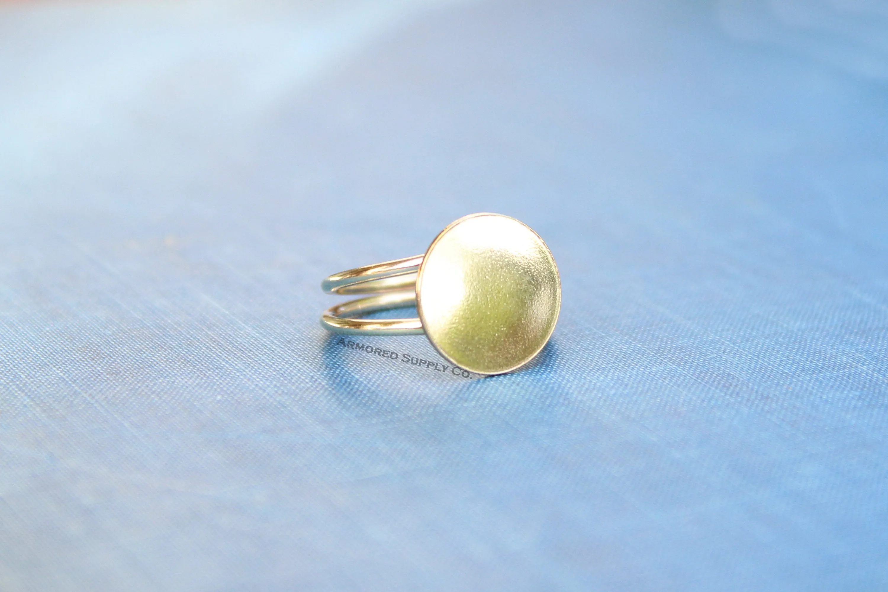 Gold Double Adjustable Band Disc Pad Ring
