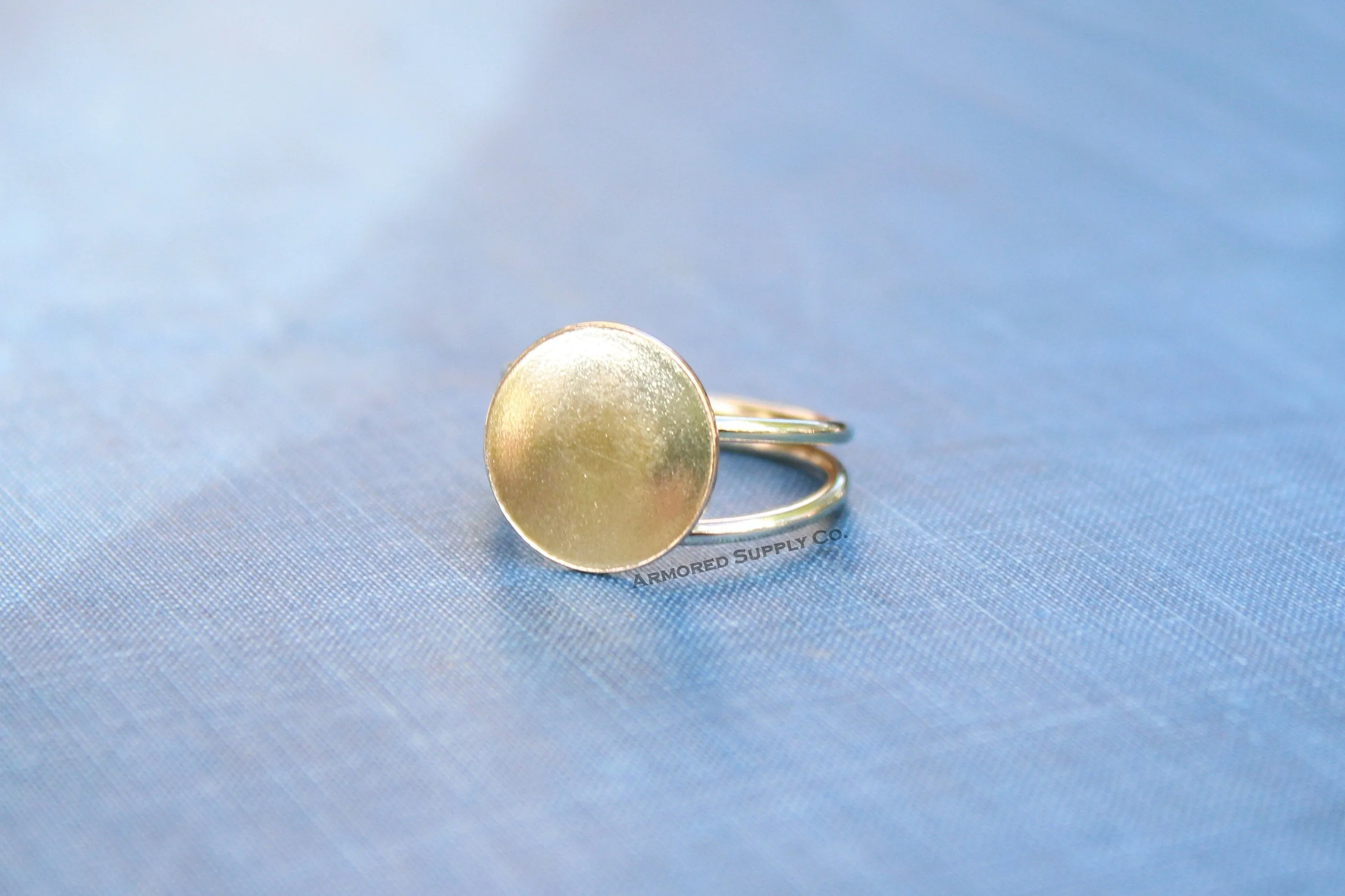 Gold Double Adjustable Band Disc Pad Ring