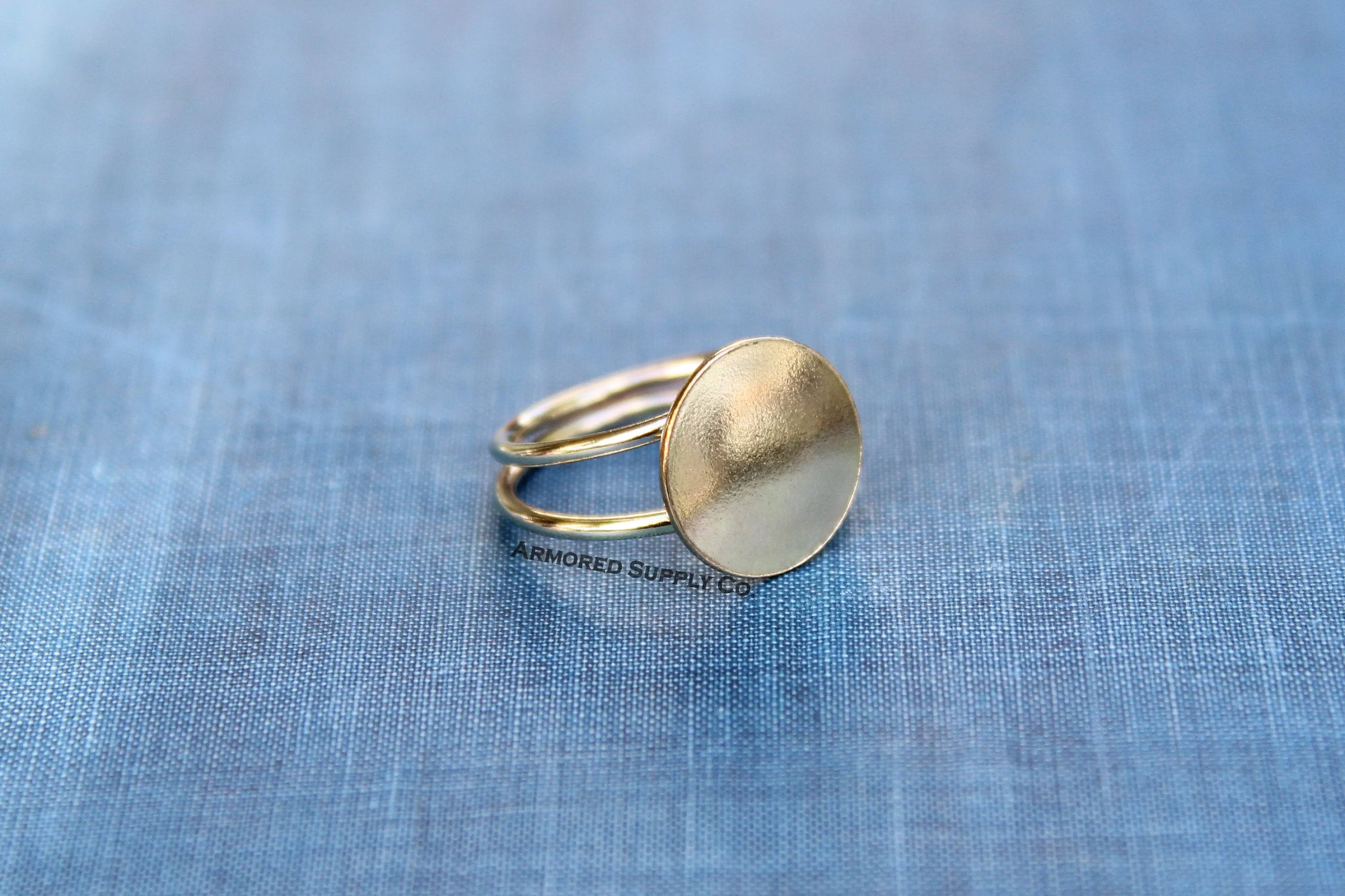 Gold Double Adjustable Band Disc Pad Ring