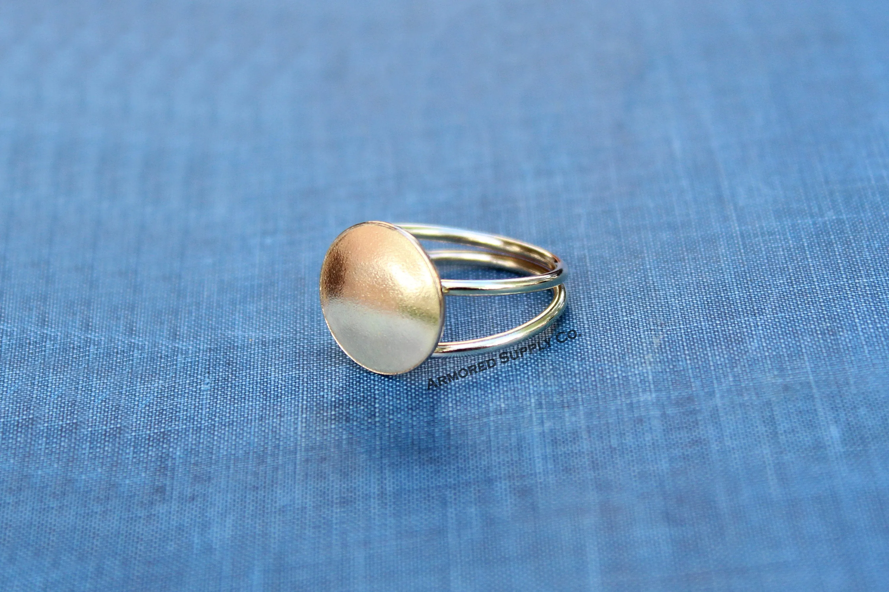 Gold Double Adjustable Band Disc Pad Ring