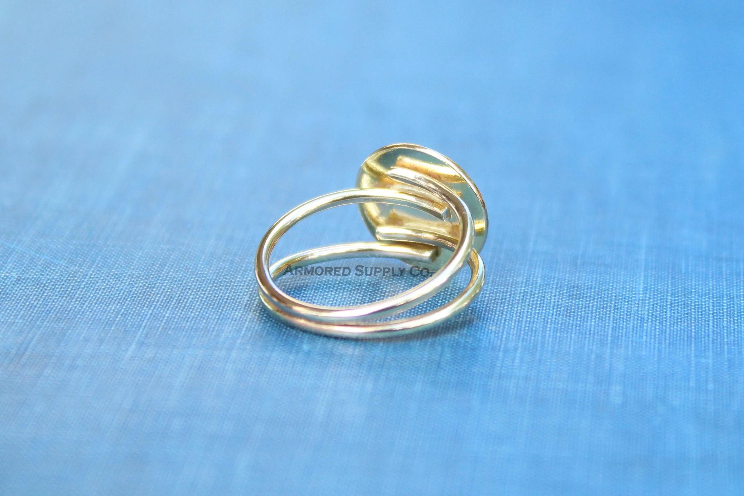 Gold Double Adjustable Band Disc Pad Ring
