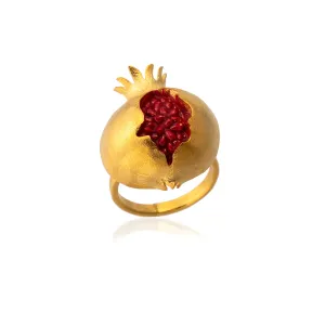 Gold Pomegranate Adjustable Ring