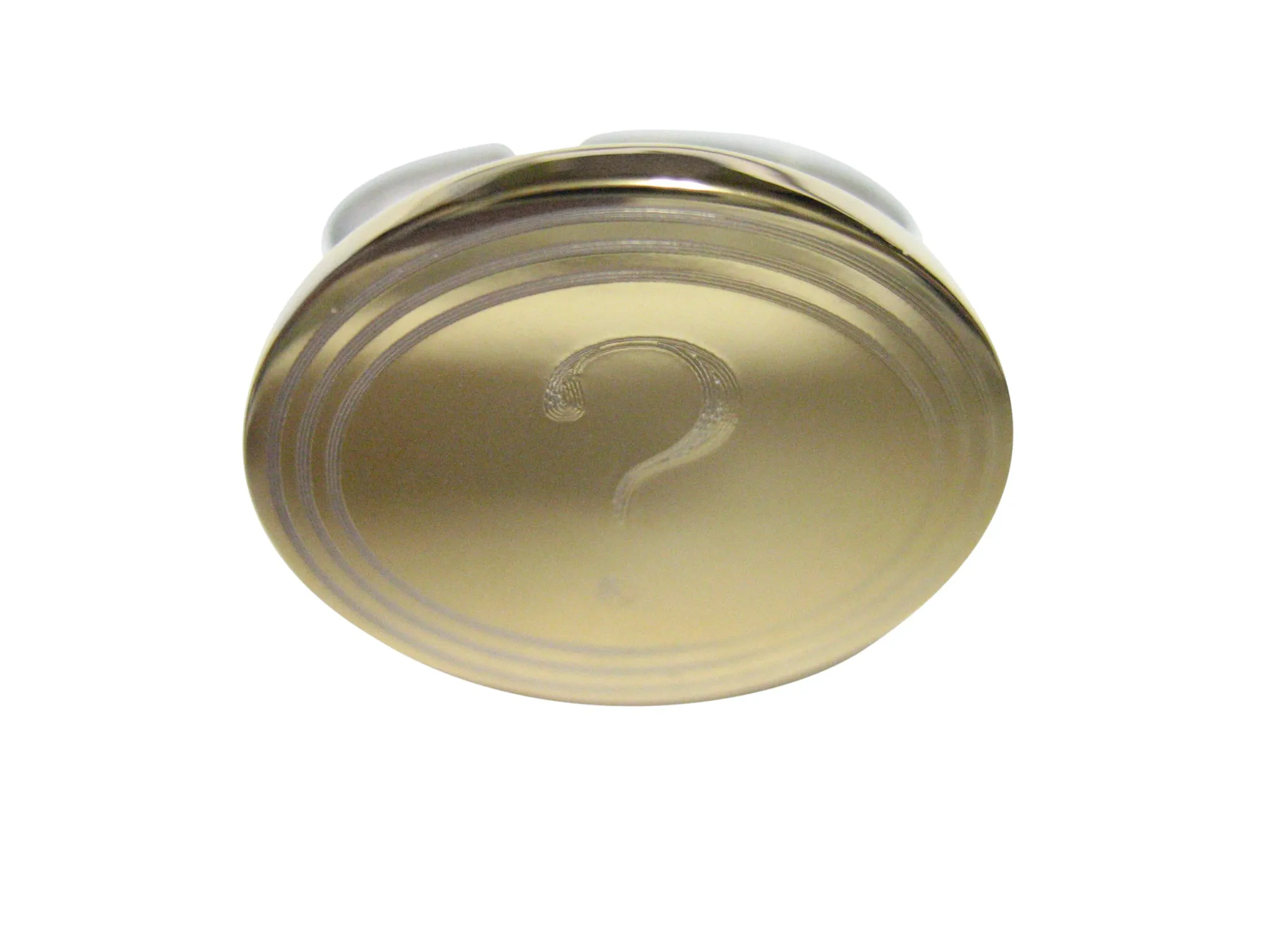 Gold Toned Etched Oval Question Mark Pendant Adjustable Size Fashion Ring