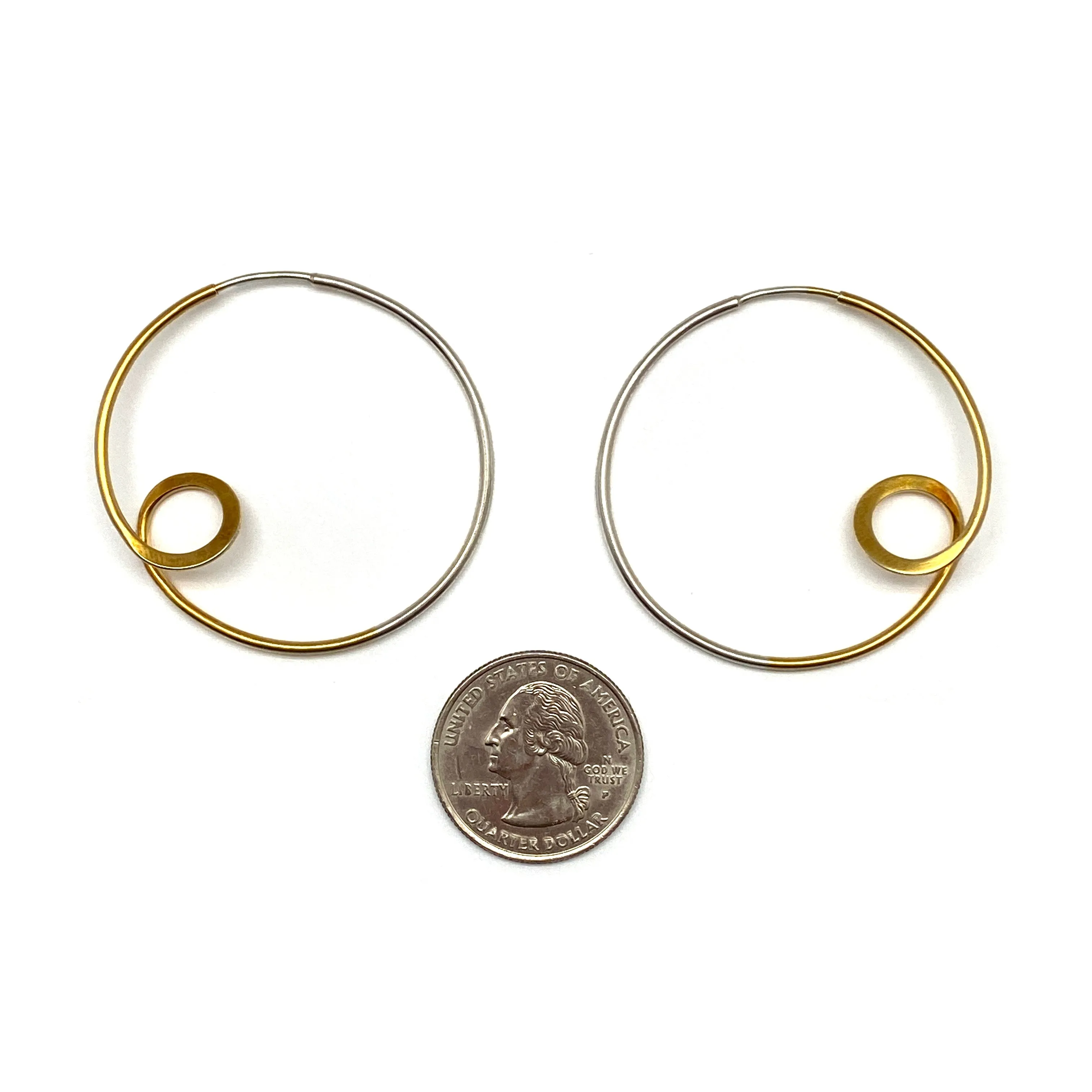 Gold Vermeil and Silver Loop Earrings