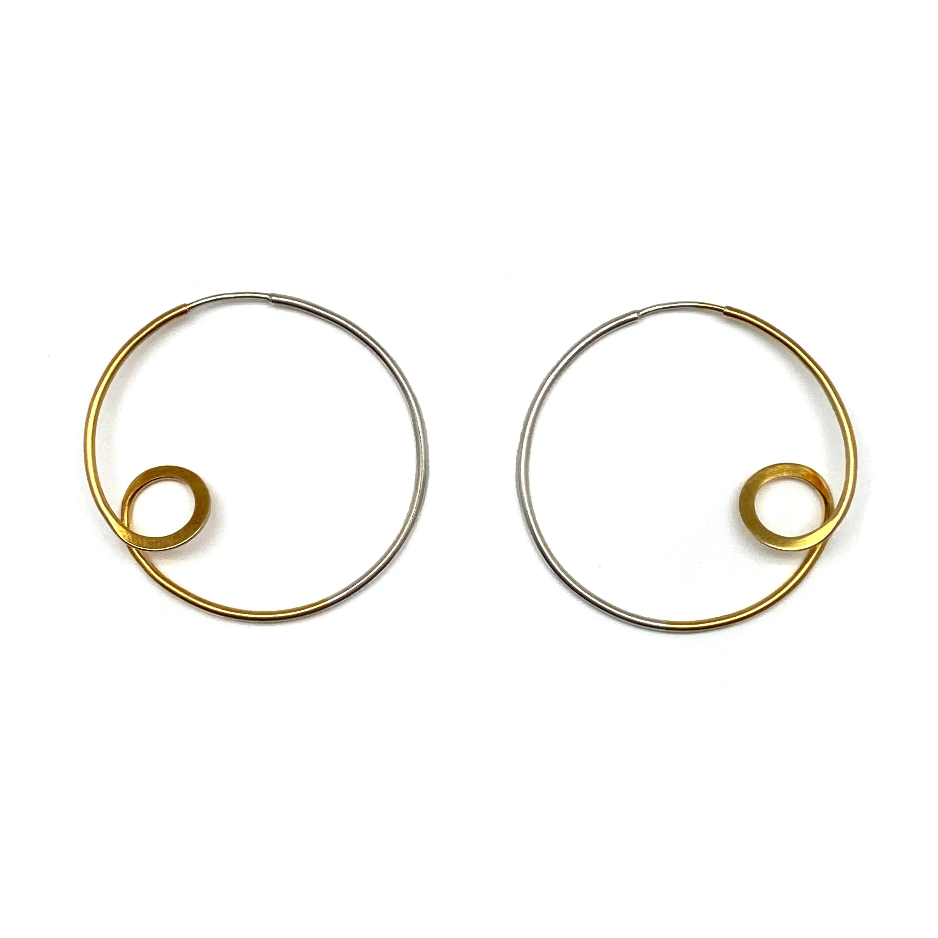 Gold Vermeil and Silver Loop Earrings