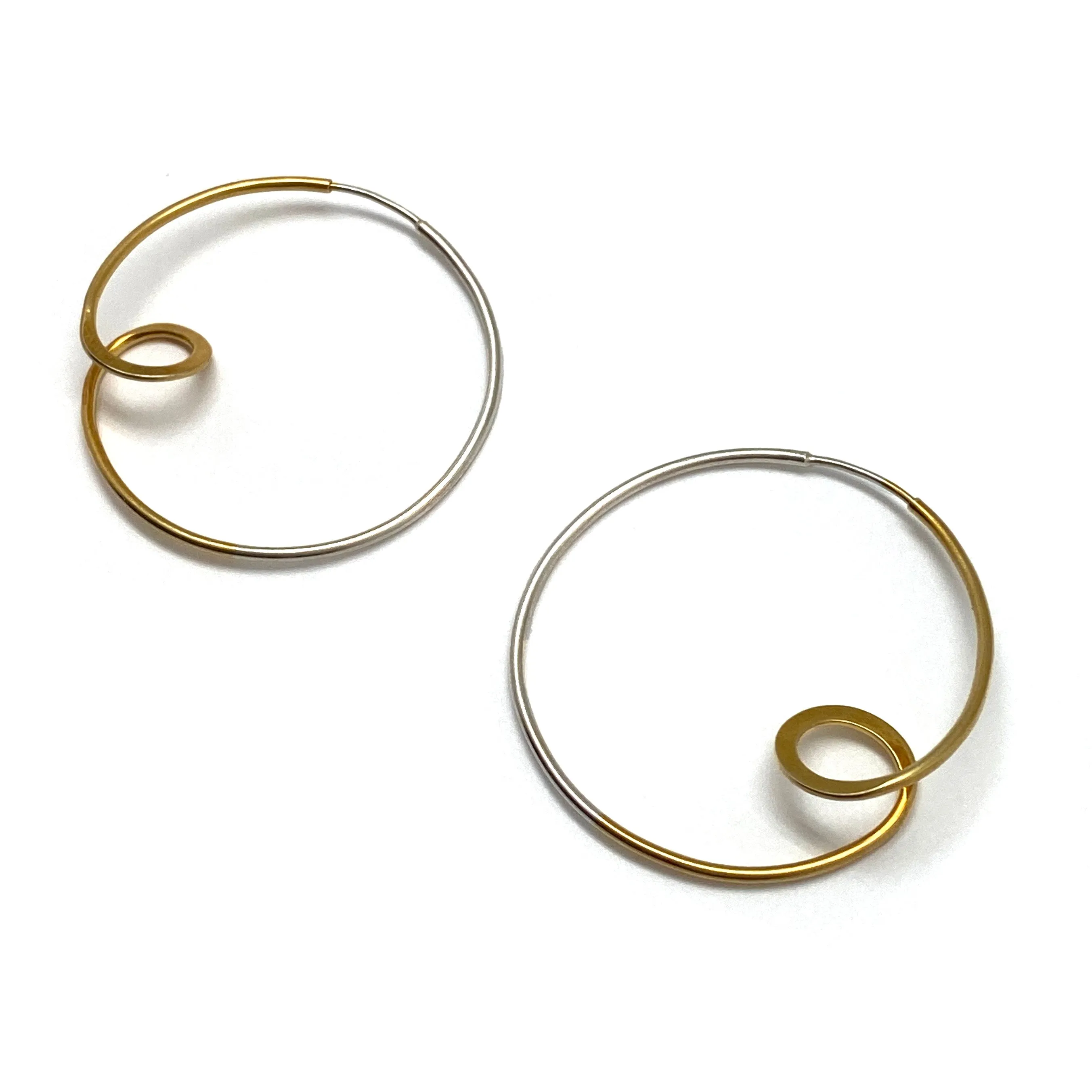 Gold Vermeil and Silver Loop Earrings