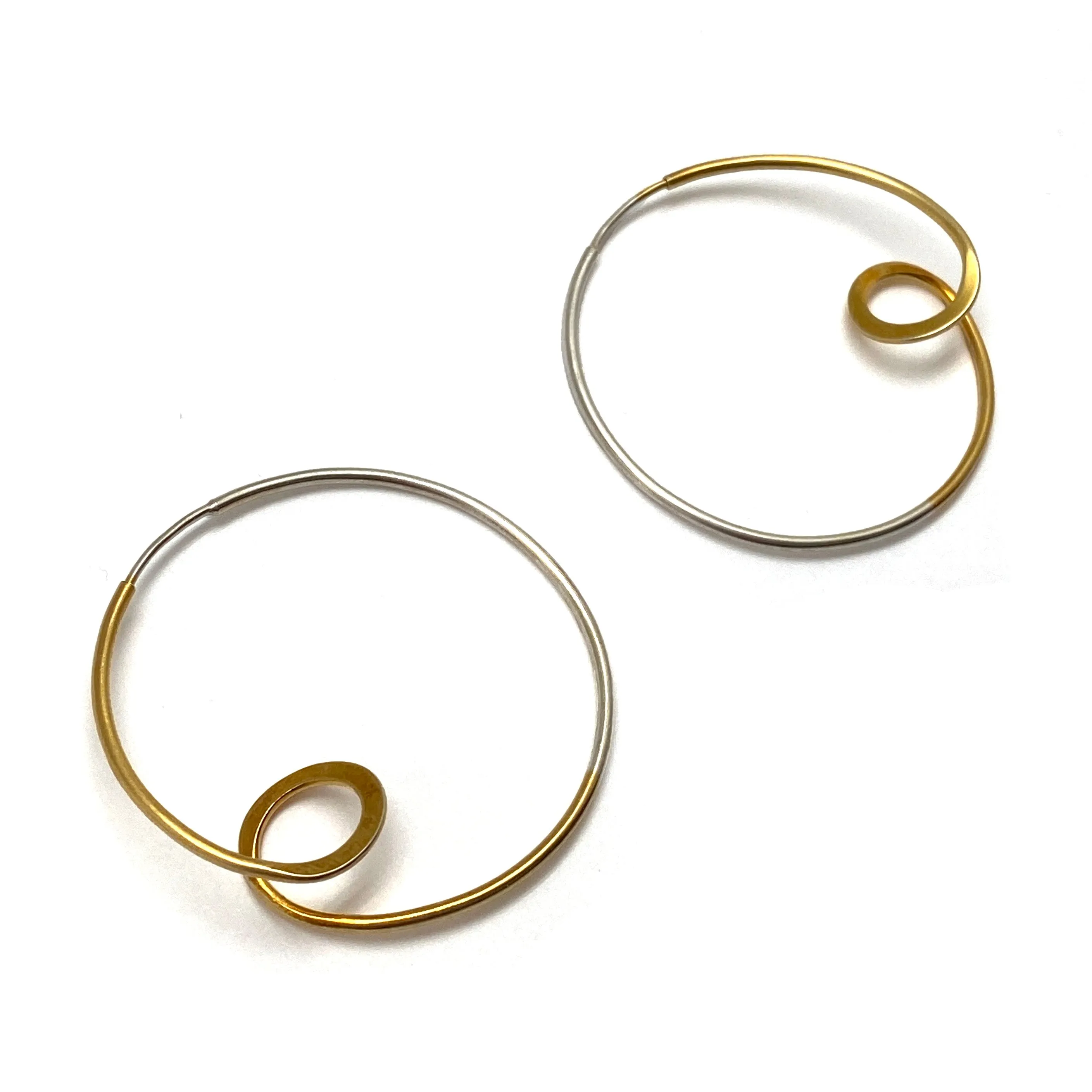 Gold Vermeil and Silver Loop Earrings