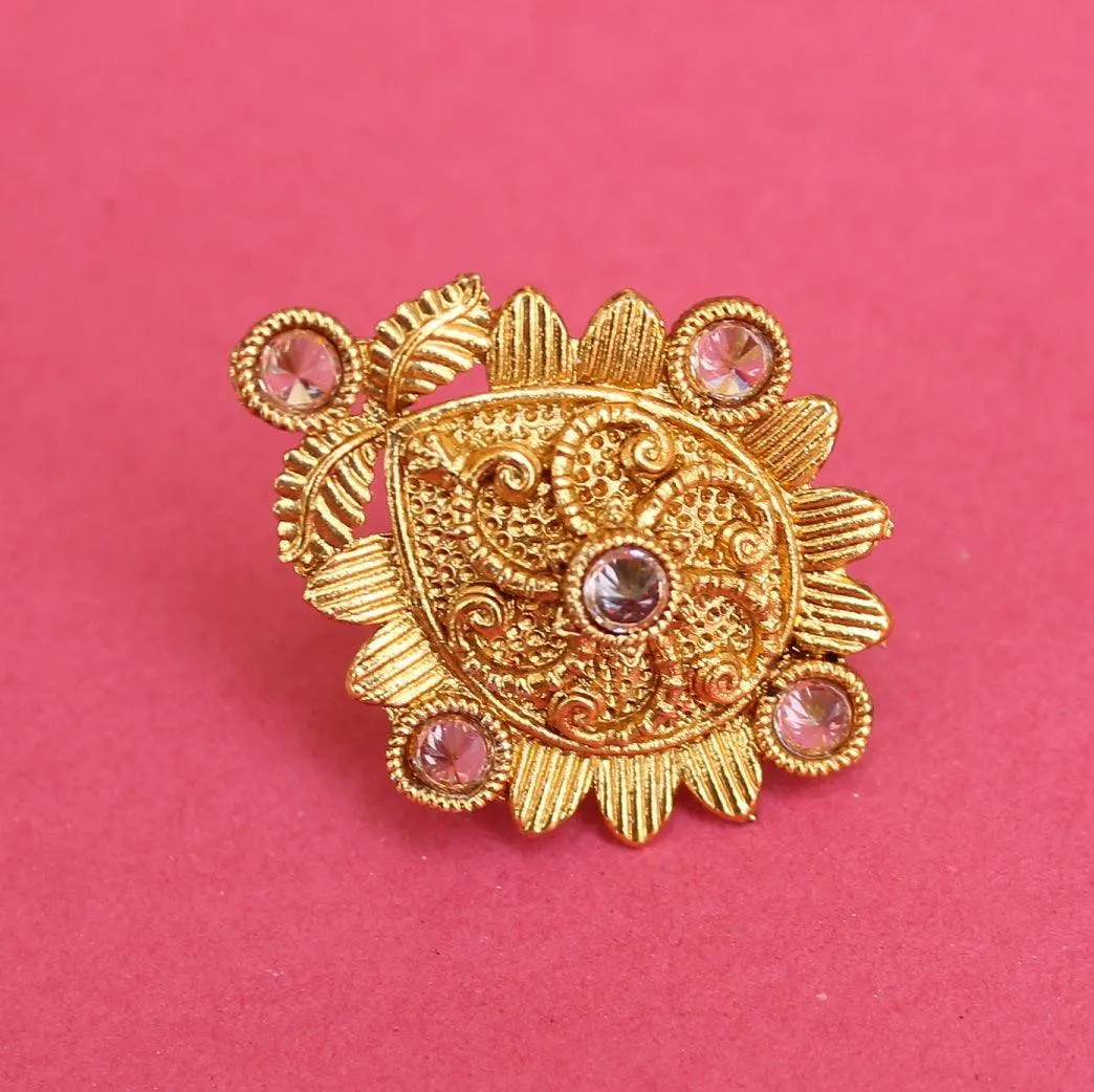 Golden Adjustable Kundan Finger Rings