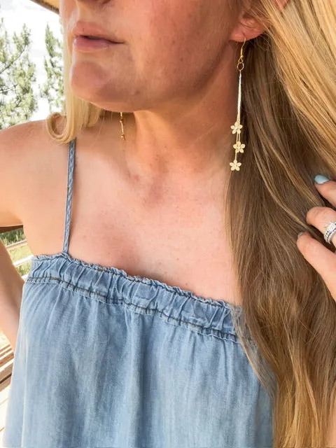 Golden Daisy Dangle Earrings