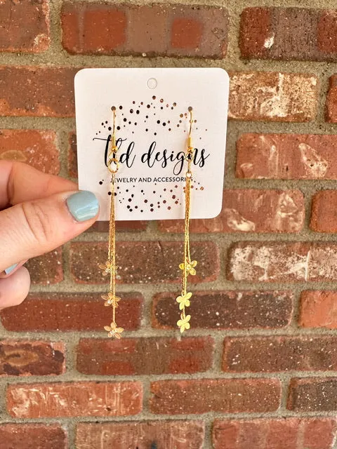 Golden Daisy Dangle Earrings