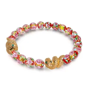 Golden Snake | Firework Glass Rose Bracelet