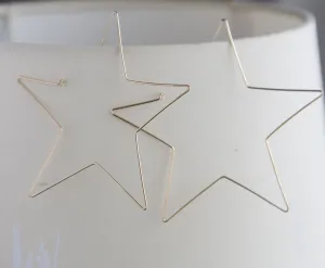 Golden Star Hoop Earrings - Lightweight Statement Gift for Her