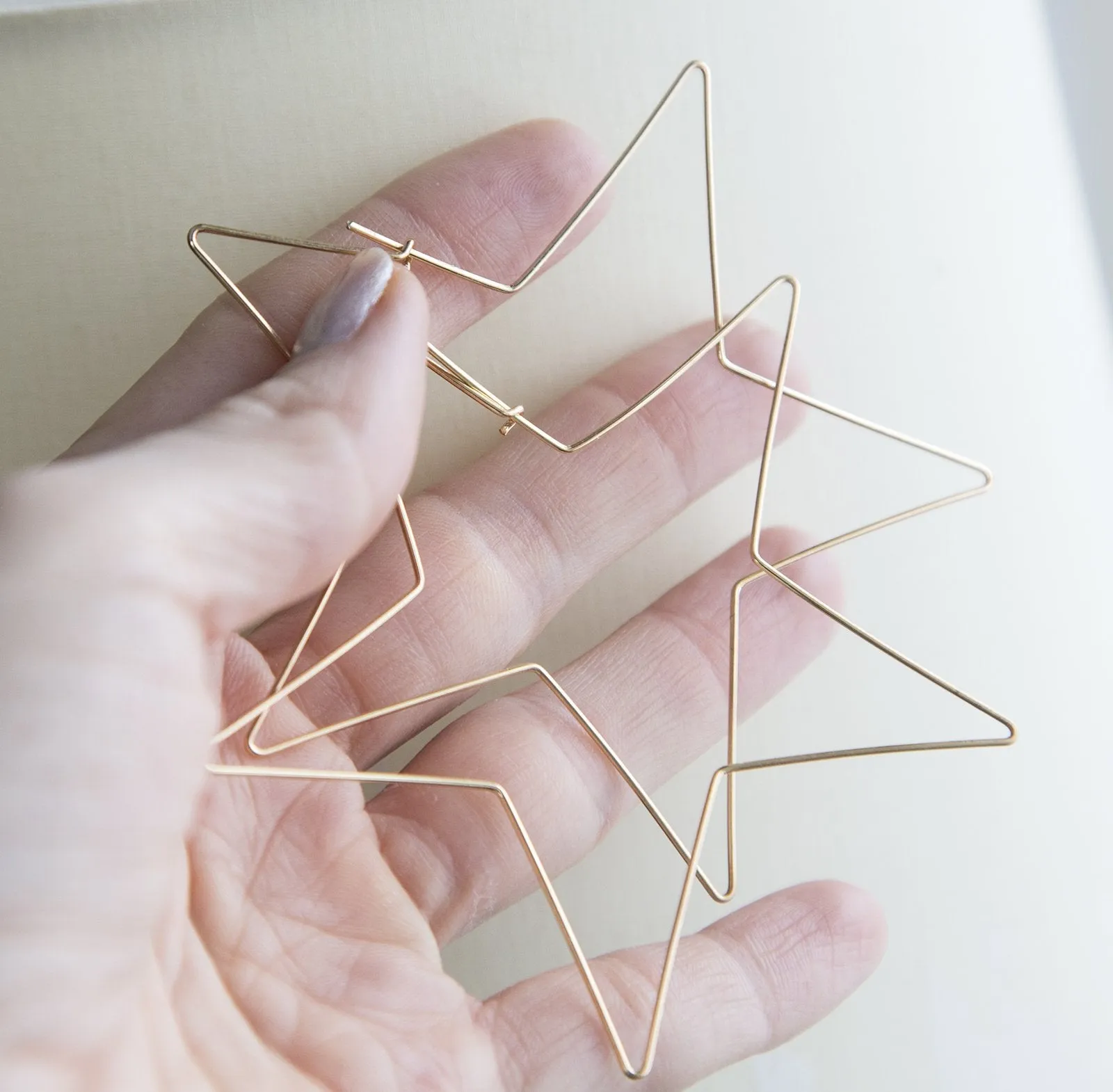Golden Star Hoop Earrings - Lightweight Statement Gift for Her
